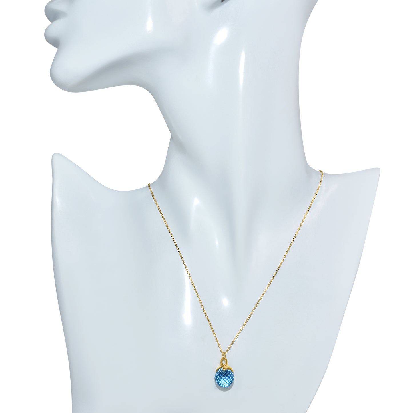 14k Swiss Blue Topaz Pendant Necklace