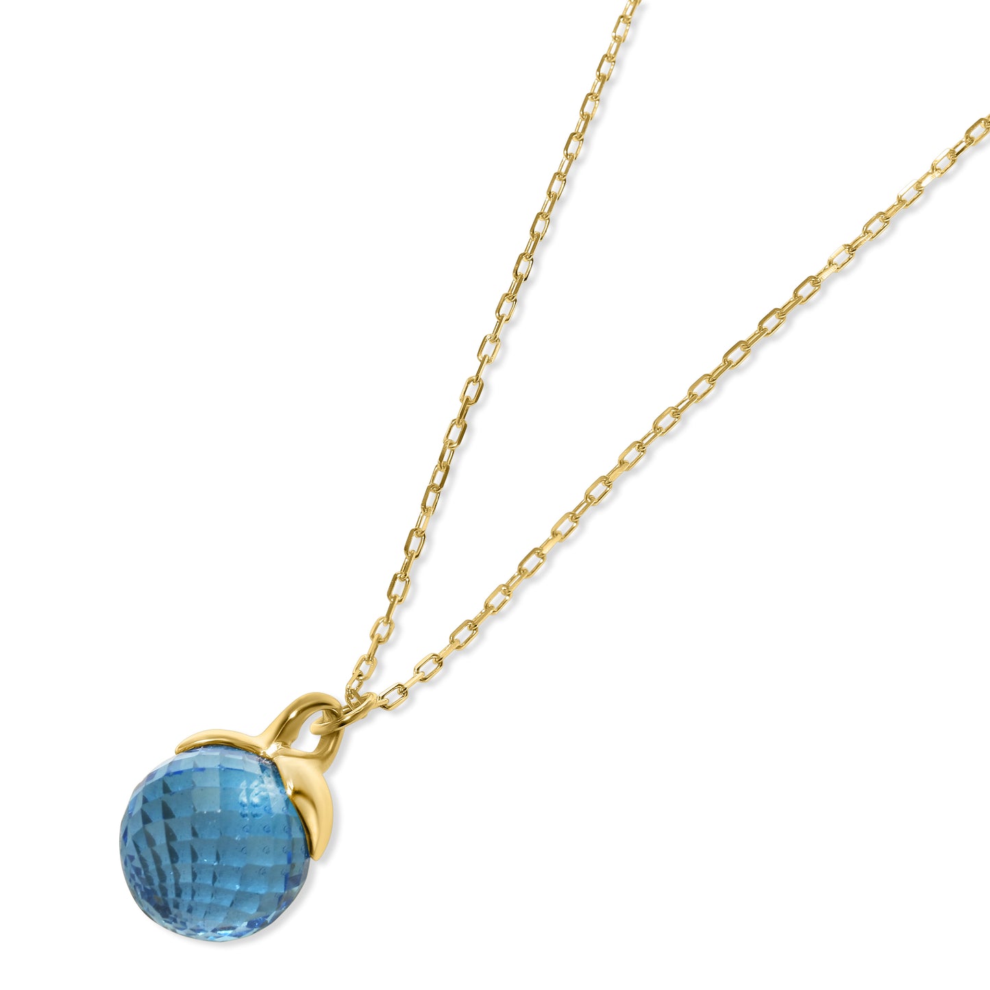 14k Swiss Blue Topaz Pendant Necklace