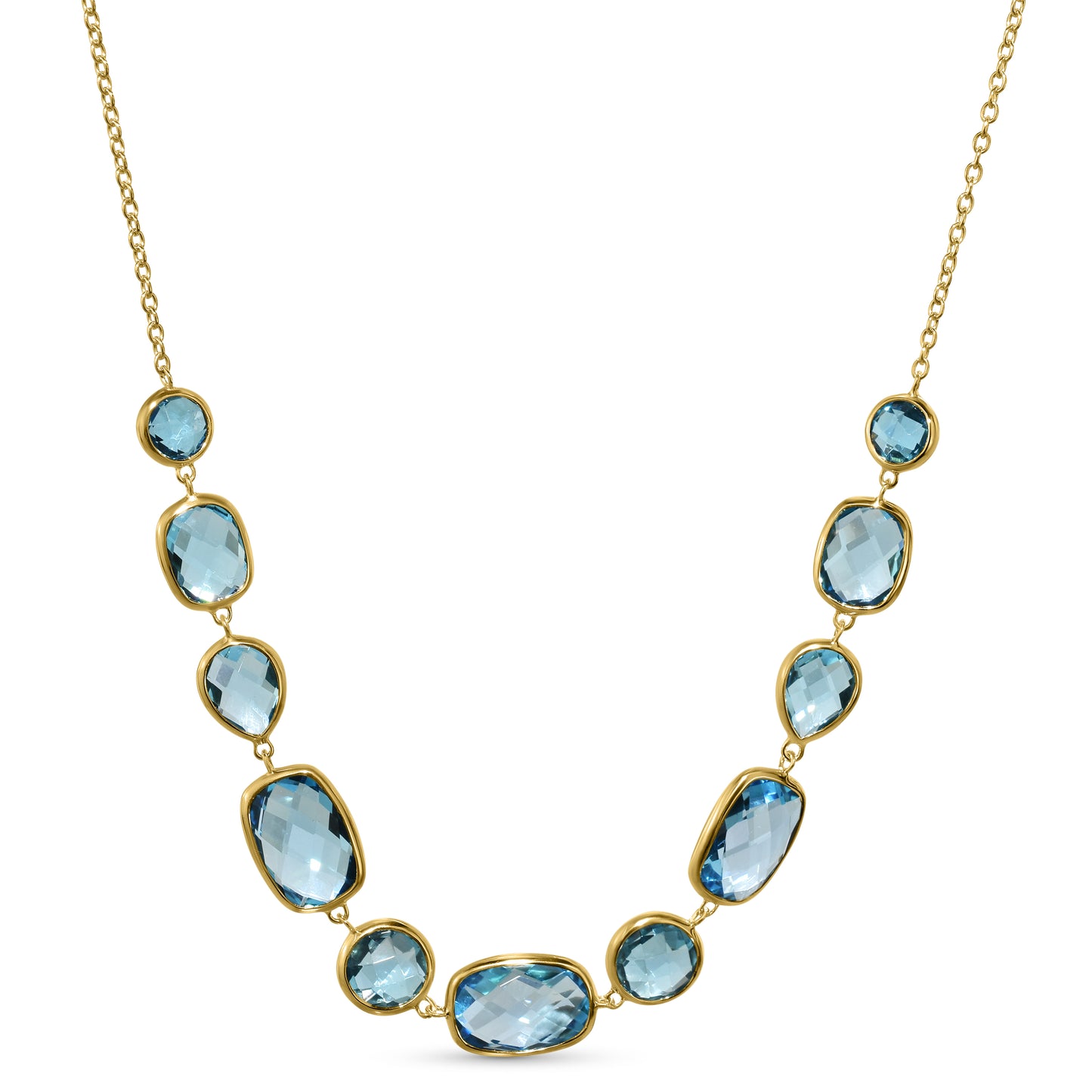 14k Swiss Blue Topaz Multi Shape Necklace