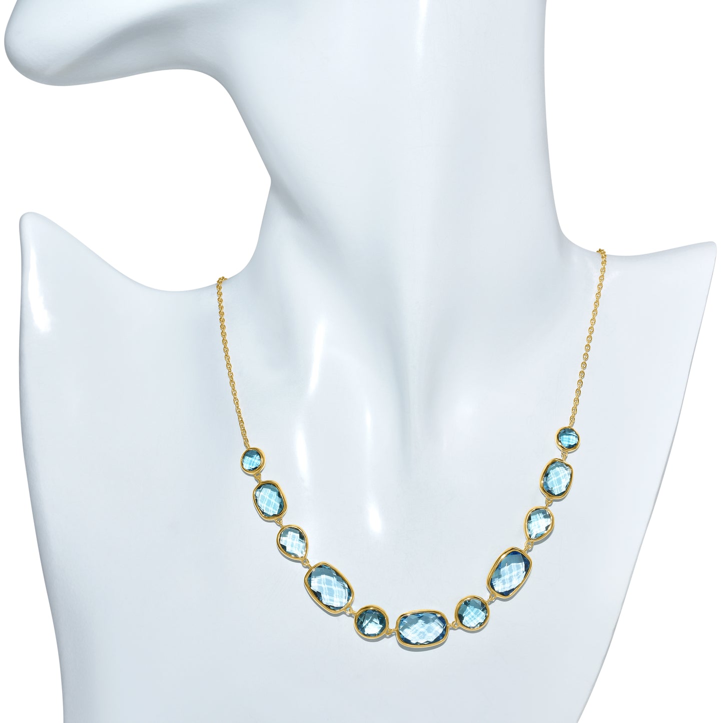 14k Swiss Blue Topaz Multi Shape Necklace