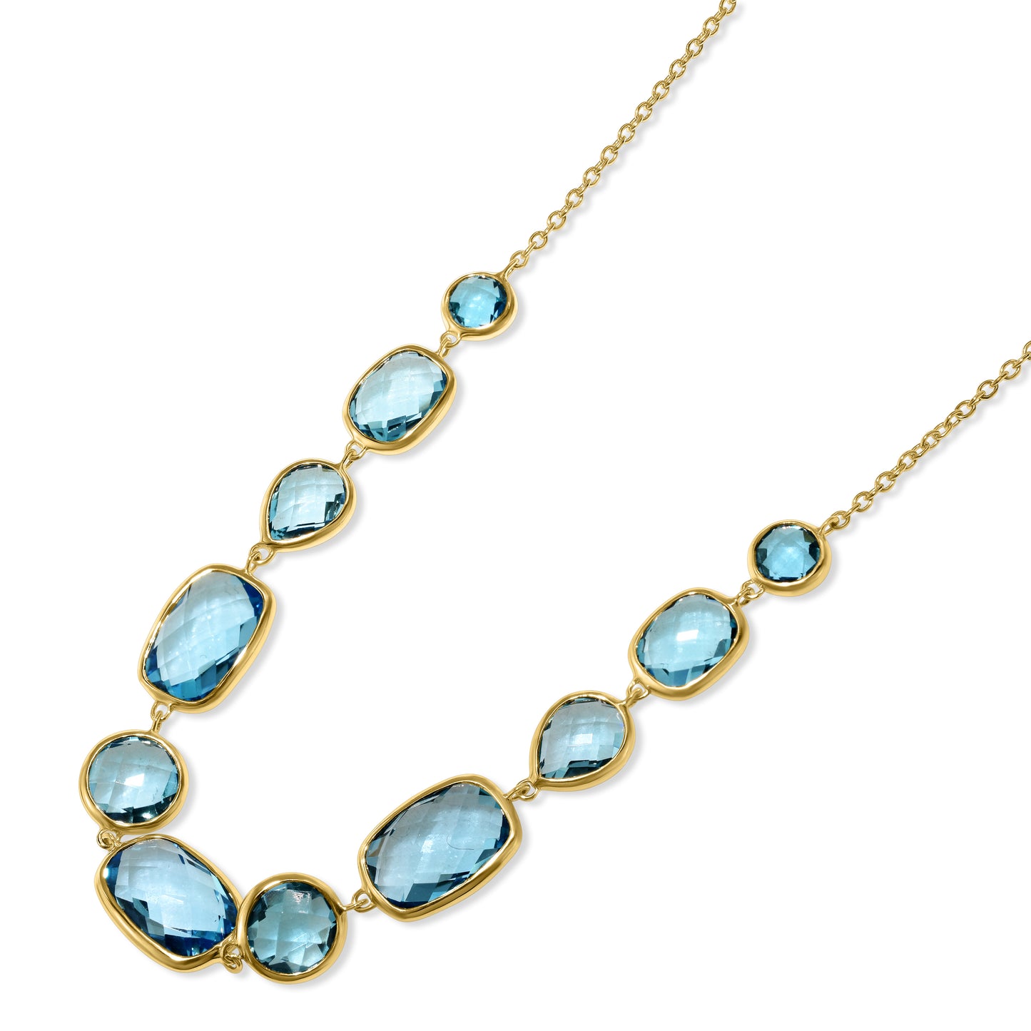 14k Swiss Blue Topaz Multi Shape Necklace