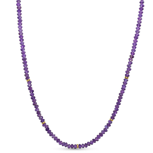 14k African Amethyst Gold Roundel Necklace