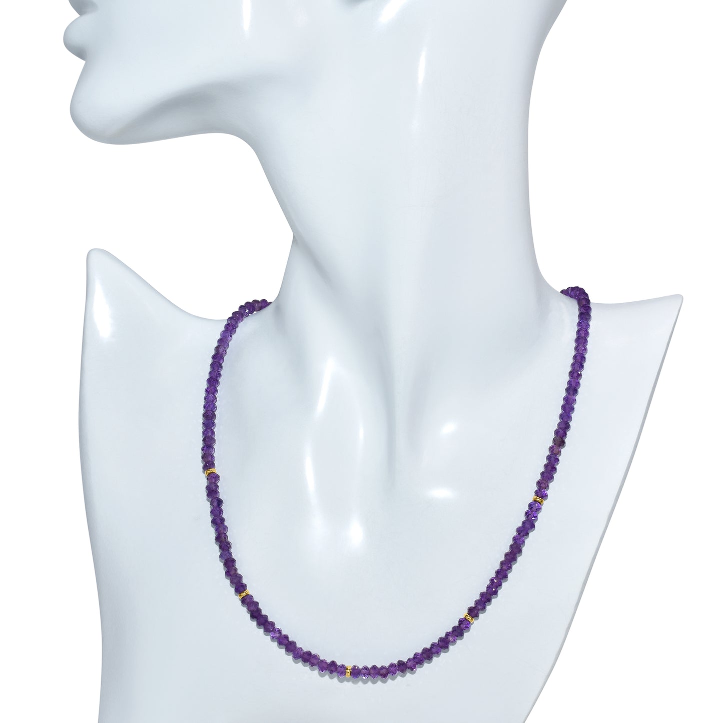 14k African Amethyst Gold Roundel Necklace