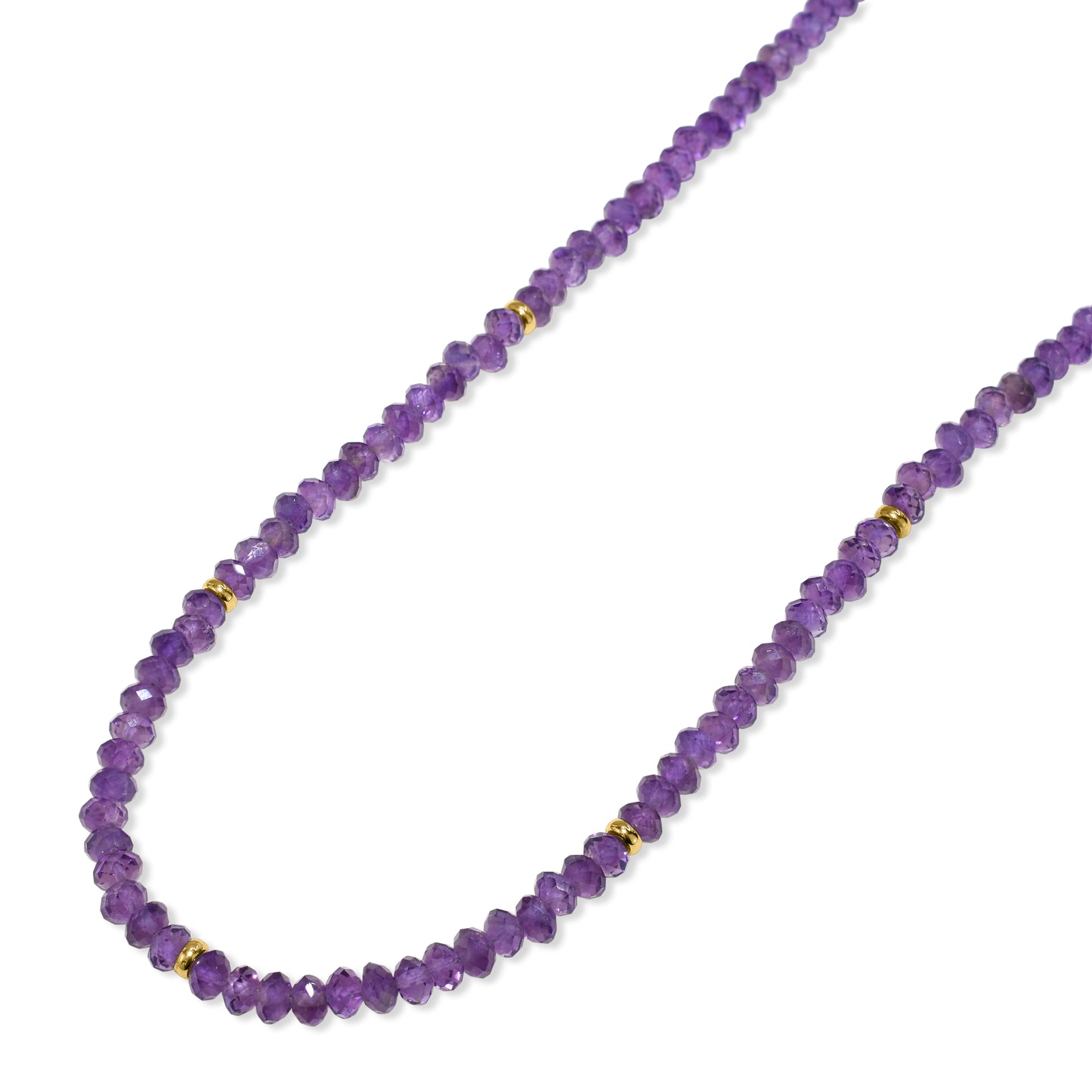 14k African Amethyst Gold Roundel Necklace