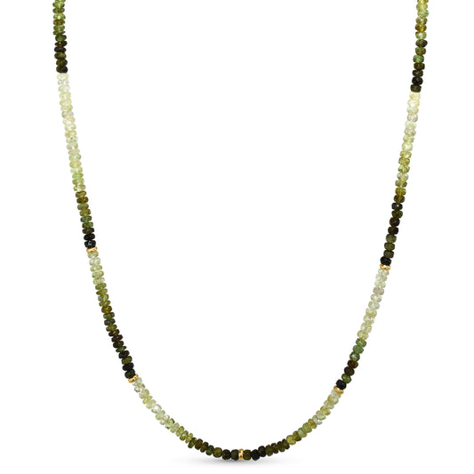 14k Green Garnet Gold Roundel Necklace