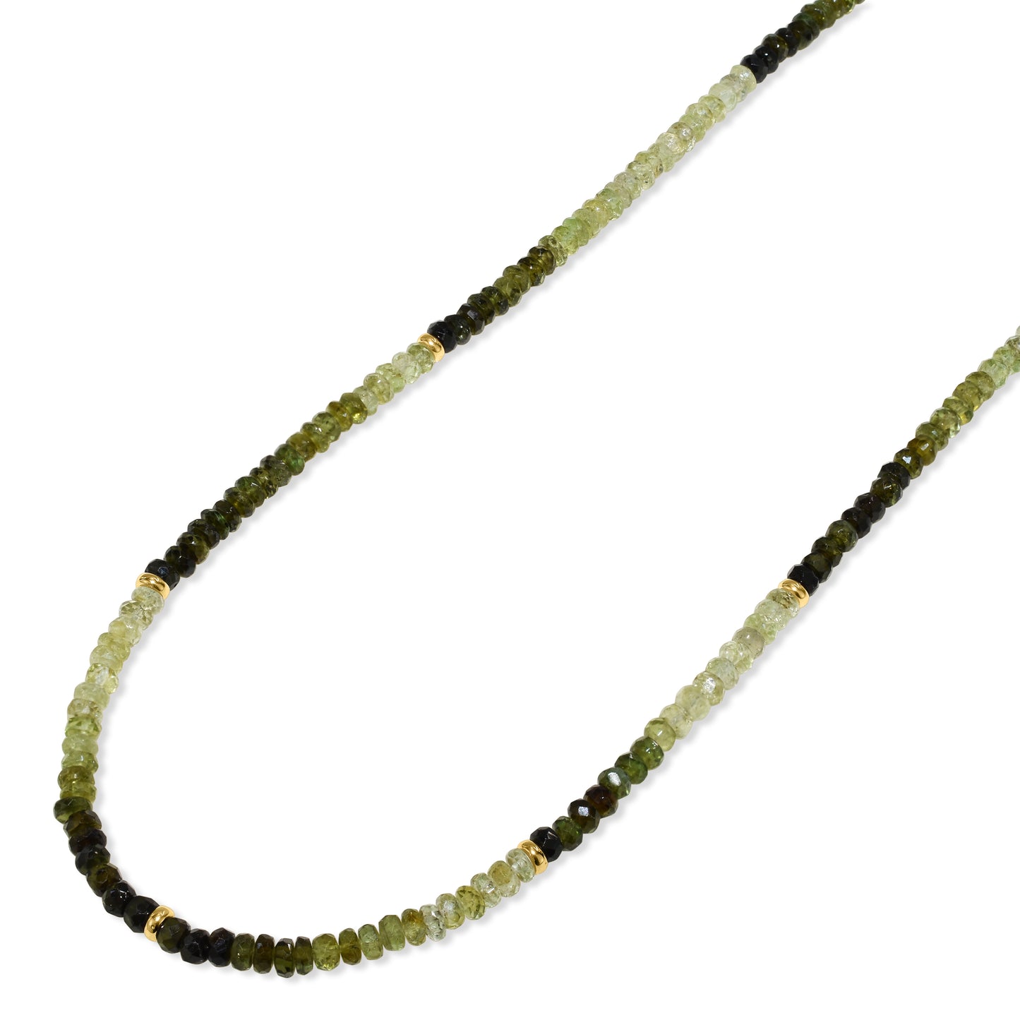 14k Green Garnet Gold Roundel Necklace