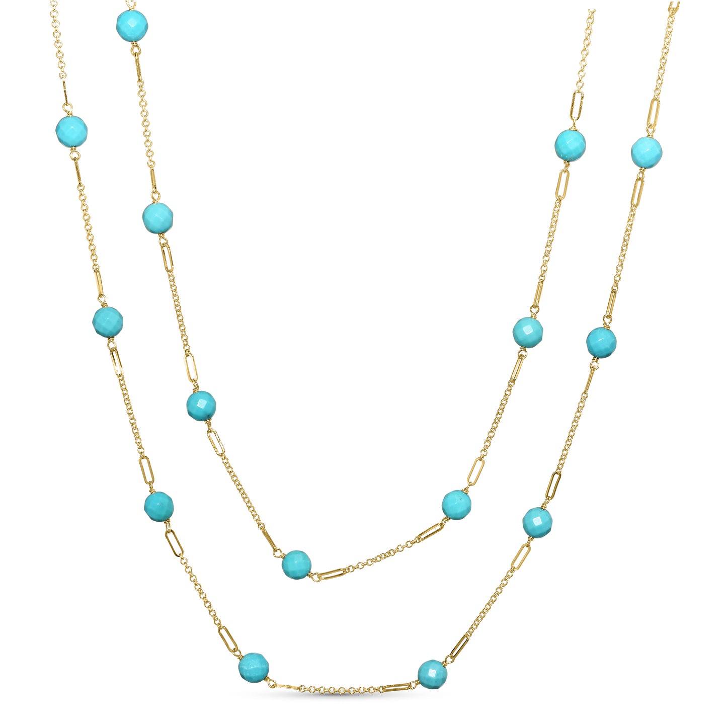 14k Turquoise Paperclip Station Necklace