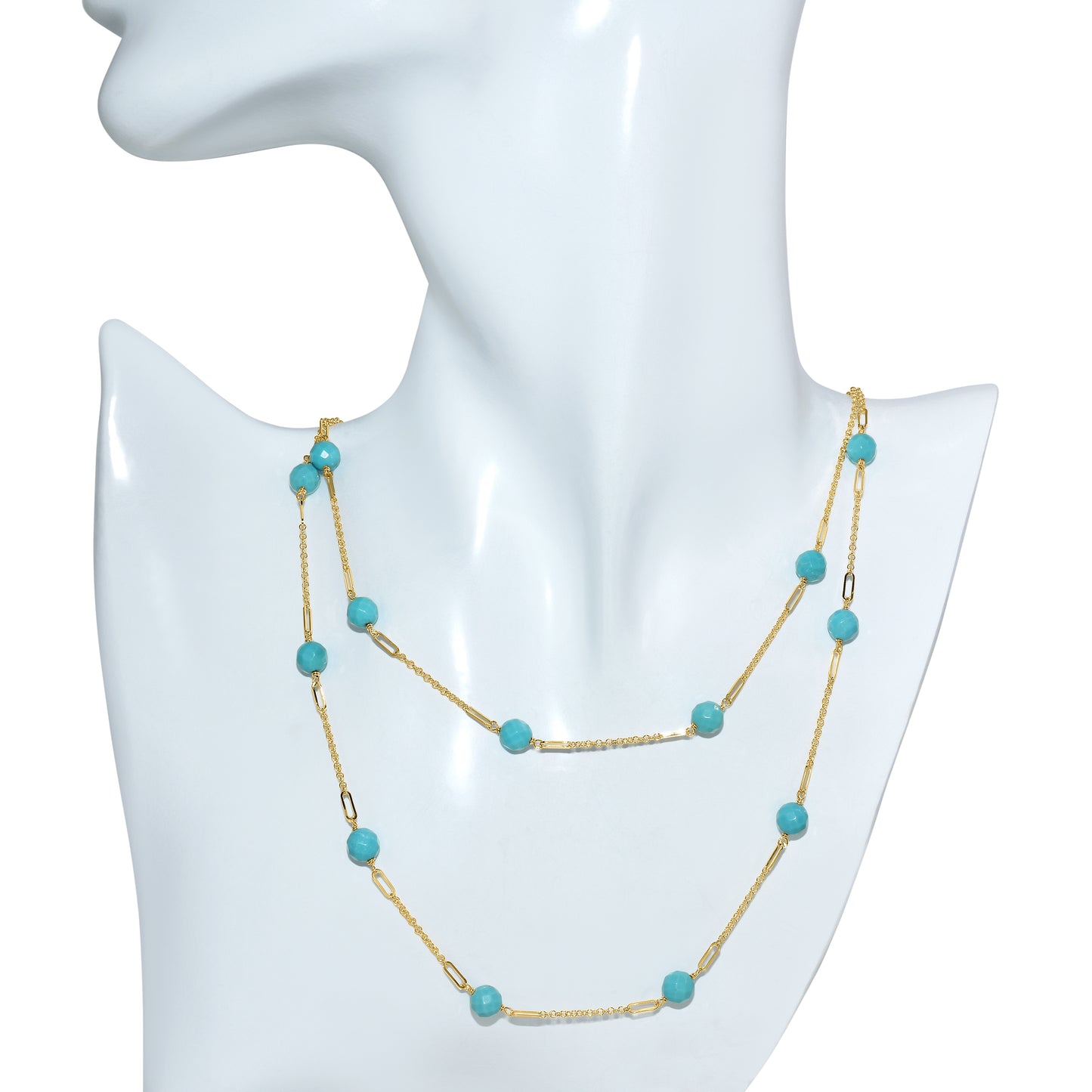 14k Turquoise Paperclip Station Necklace