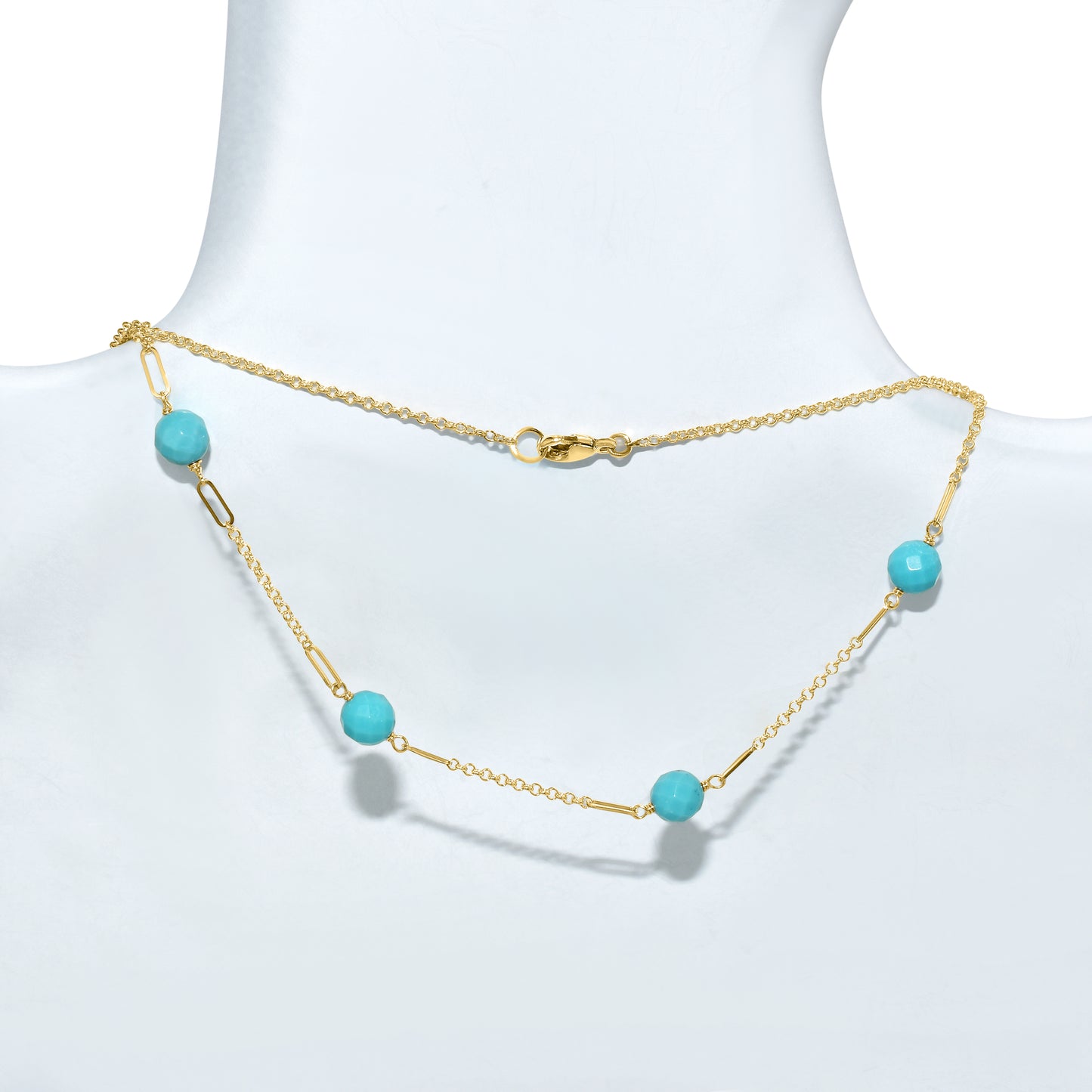 14k Turquoise Paperclip Station Necklace