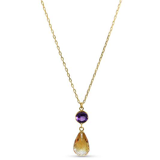 14k Amethyst Citrine Pendant Necklace