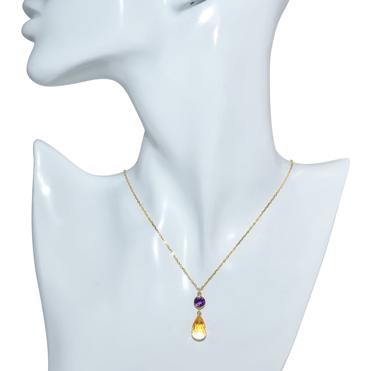 14k Amethyst Citrine Pendant Necklace