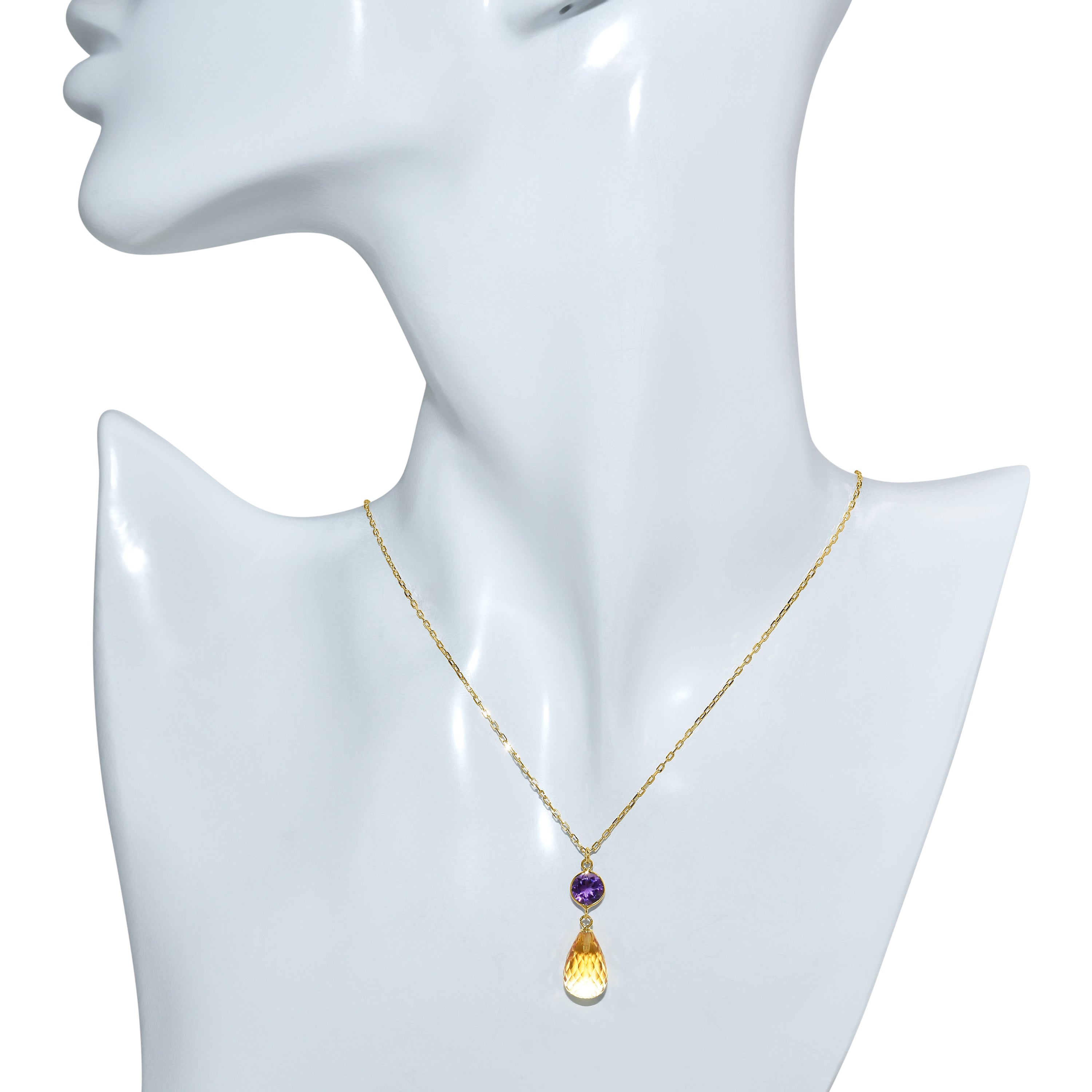 14k Amethyst Citrine Pendant Necklace