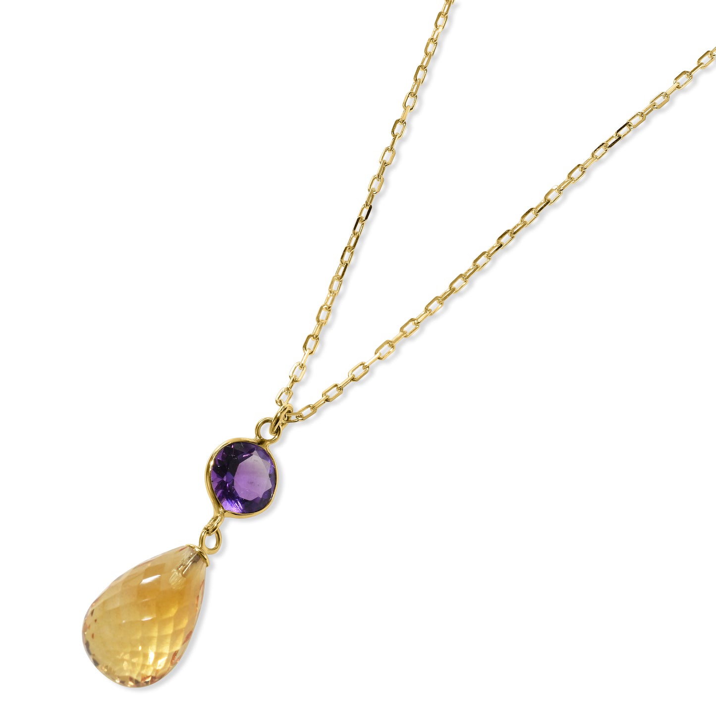 14k Amethyst Citrine Pendant Necklace