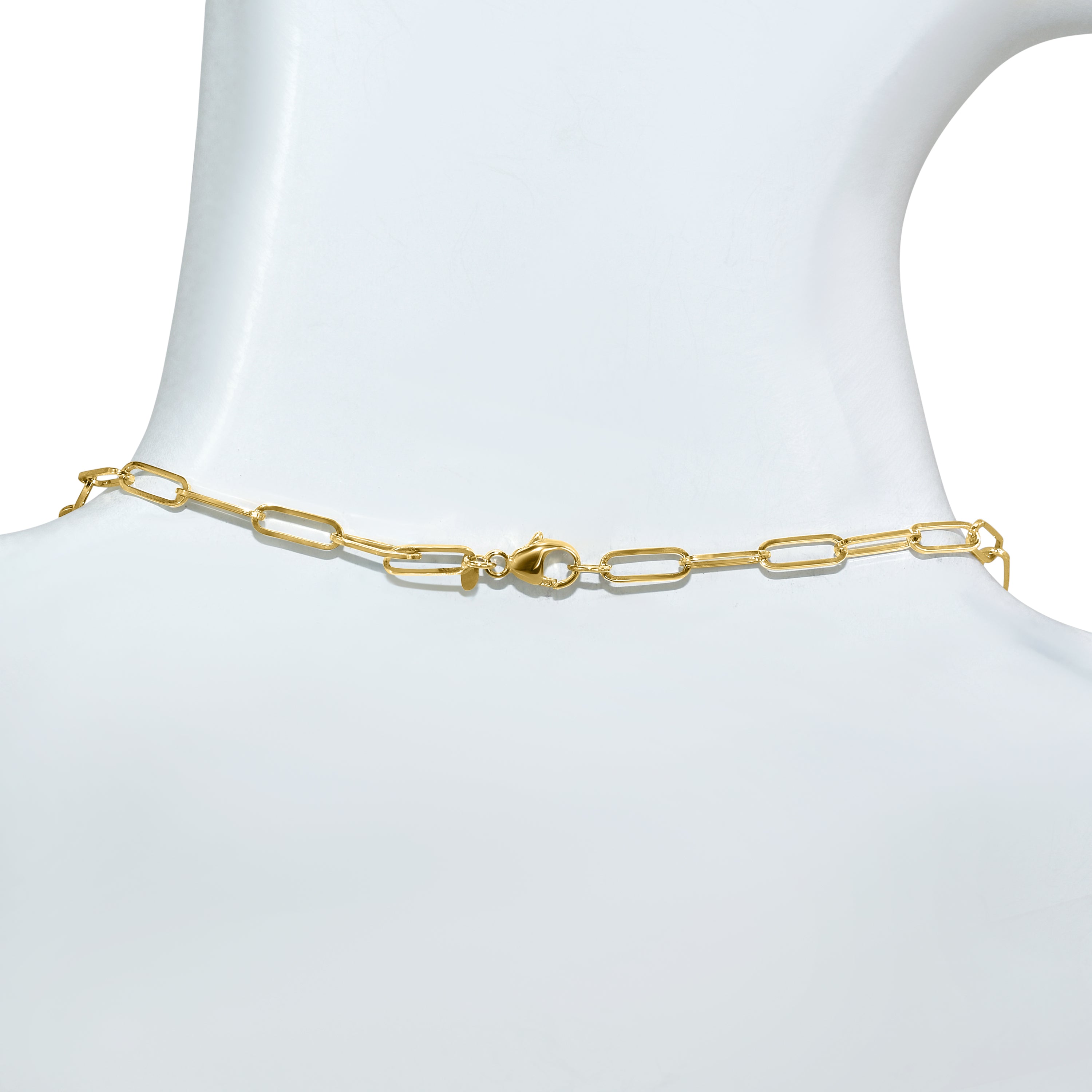 14k Multi Gem 9 Round Bezel Paperclip Necklace