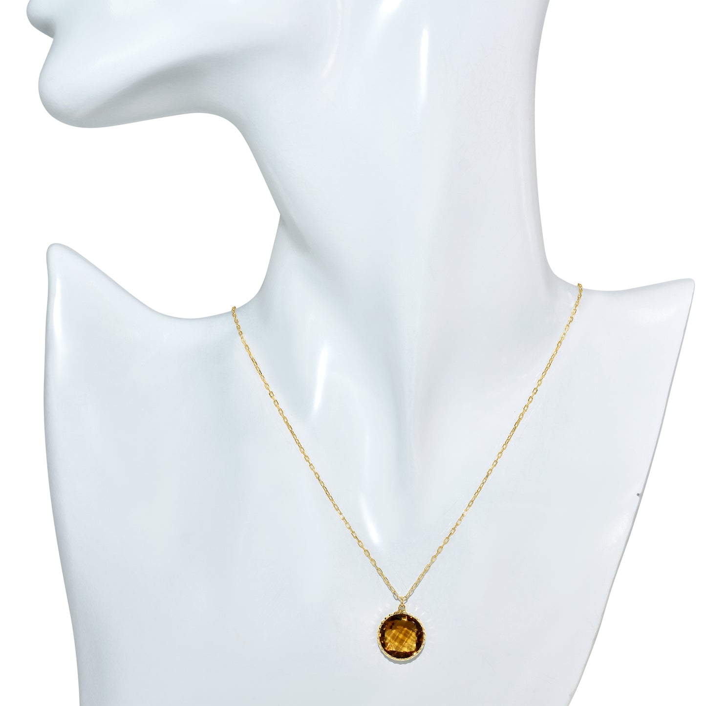 14k Whisky Quartz Pendant Necklace