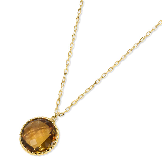 14k Whisky Quartz Pendant Necklace