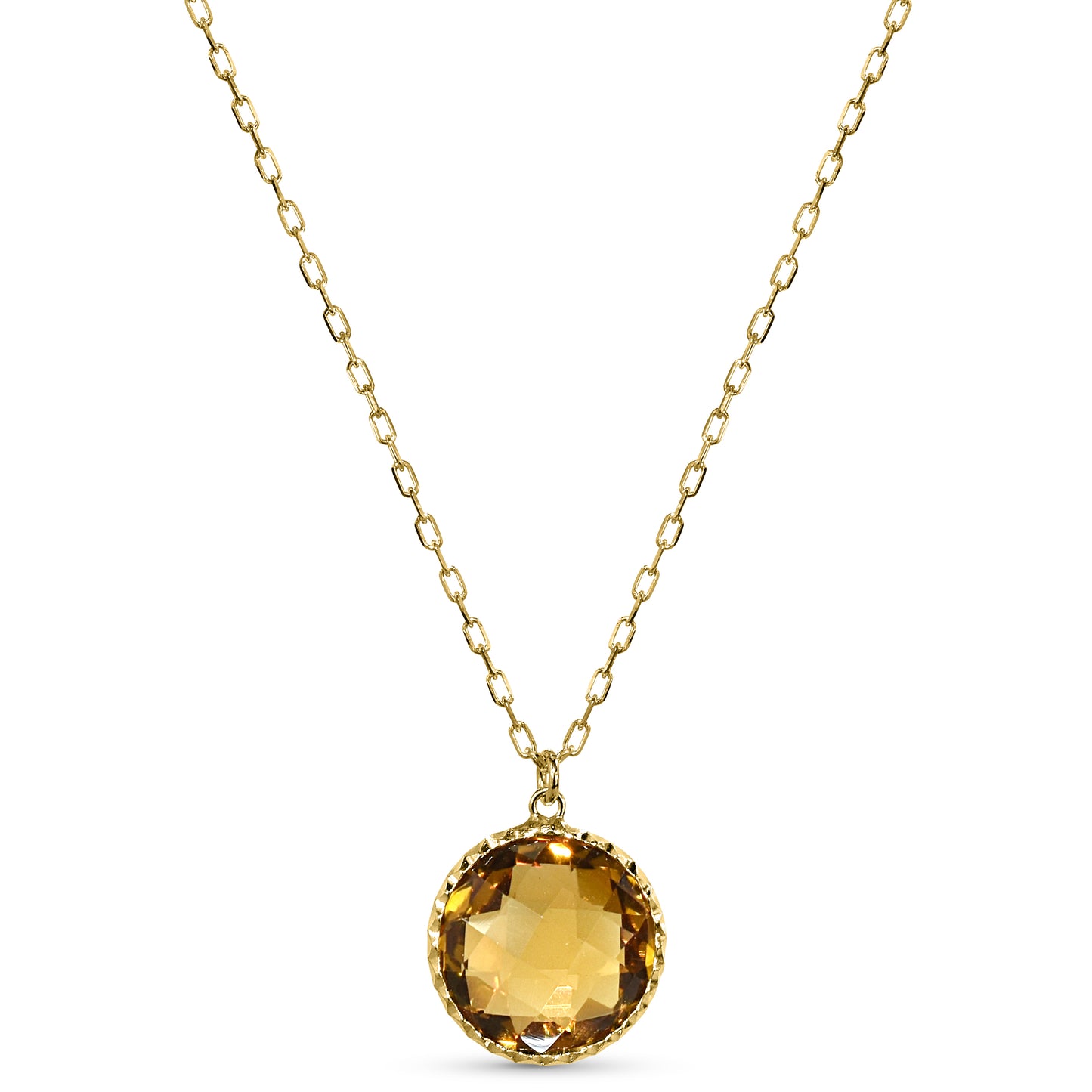 14k Whisky Quartz Pendant Necklace