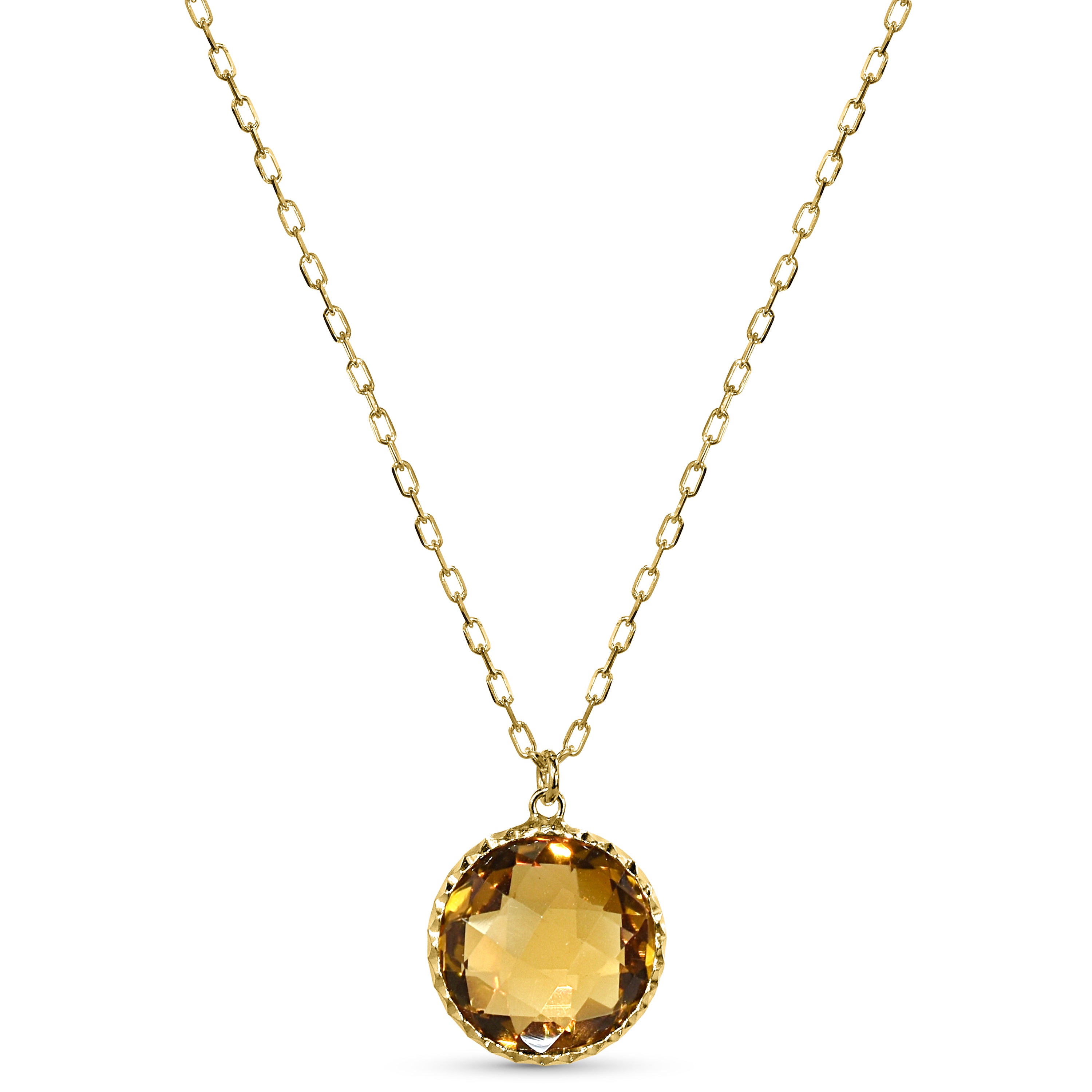 14k Whisky Quartz Pendant Necklace