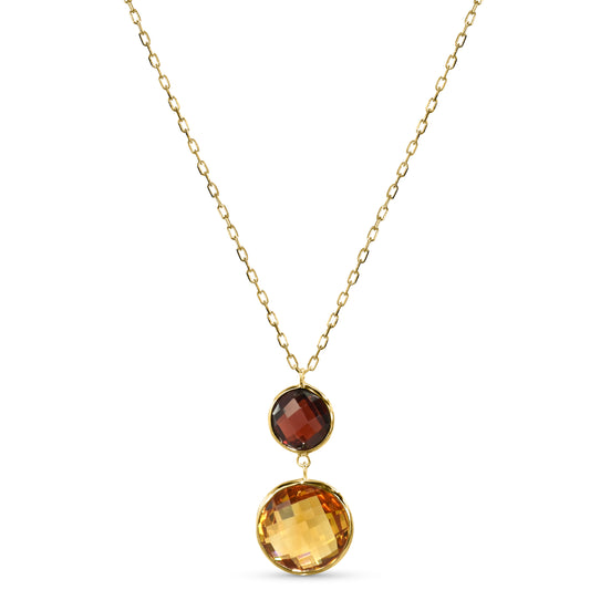 14k Garnet Citrine Pendant Necklace