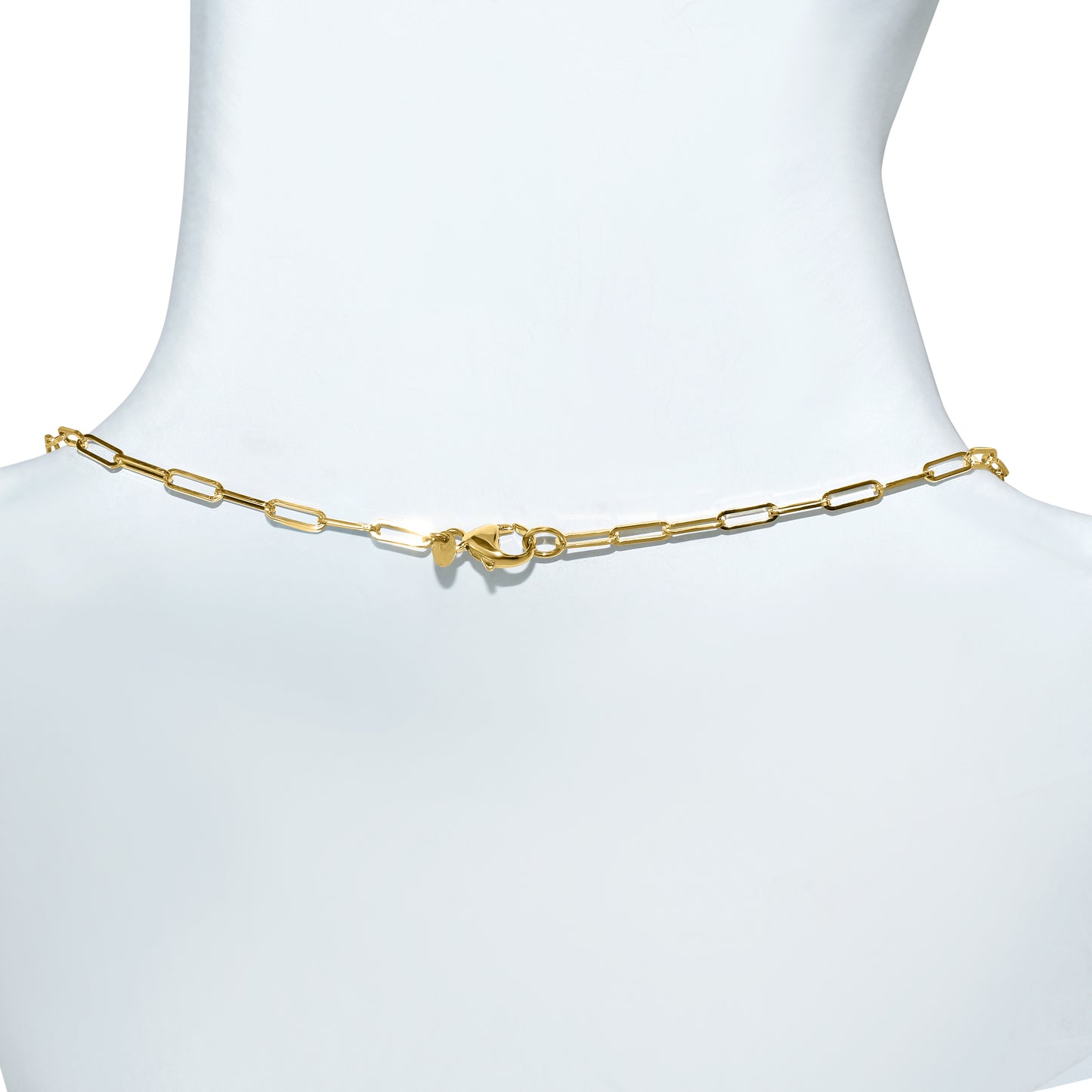 14k Moonstone 5 Bezel Paperclip Necklace