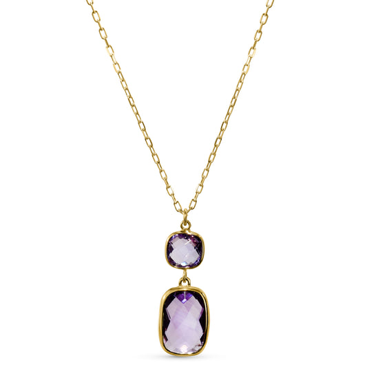 14k Amethyst Cushion Pendant Necklace