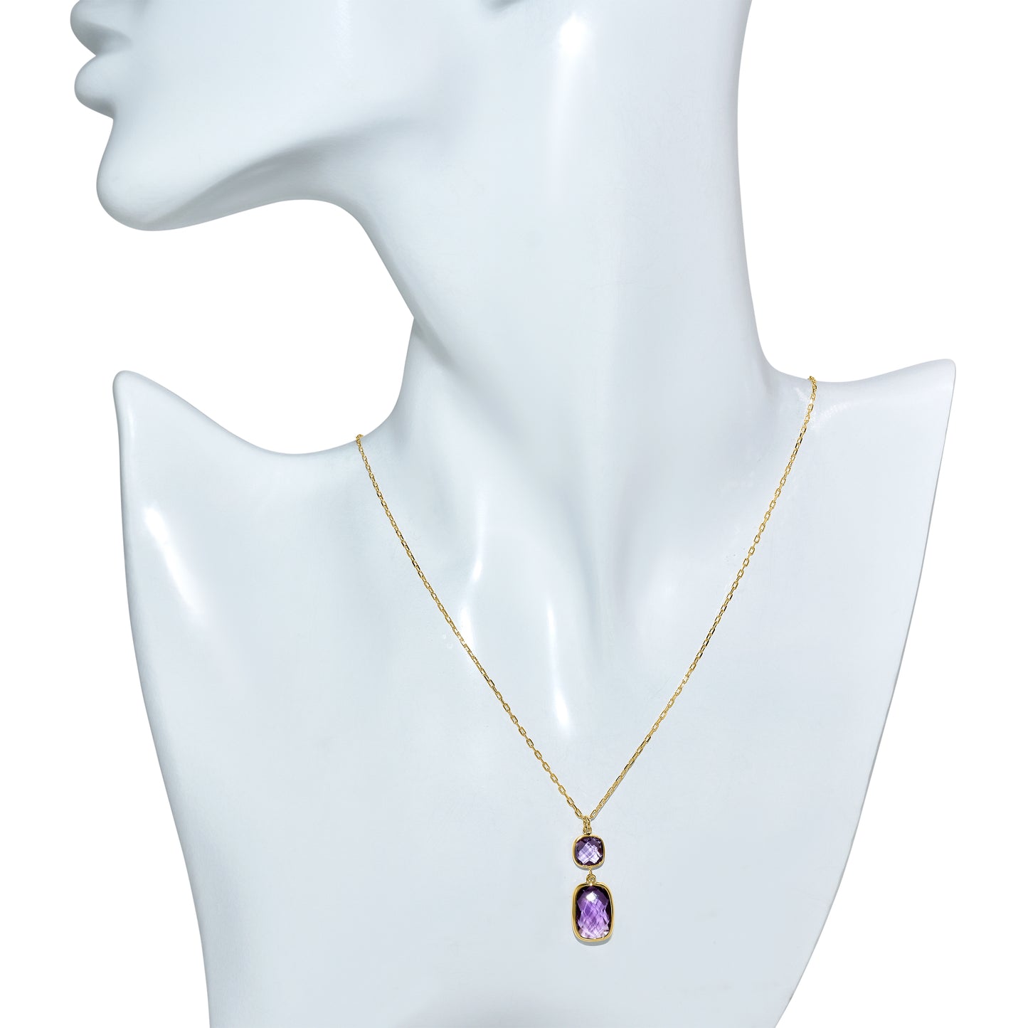 14k Amethyst Cushion Pendant Necklace