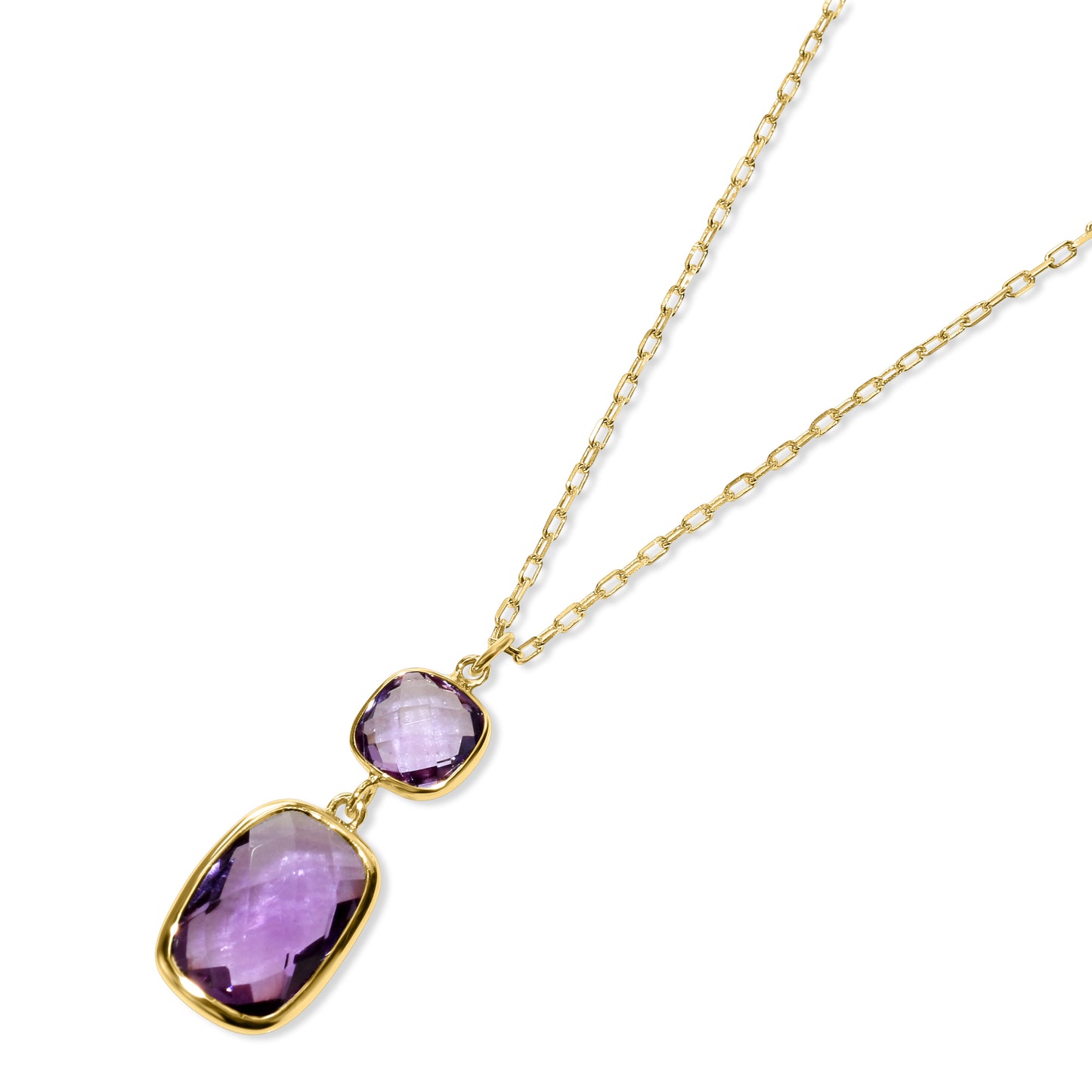 14k Amethyst Cushion Pendant Necklace