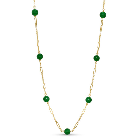 14k Green Jade 7 Station Necklace