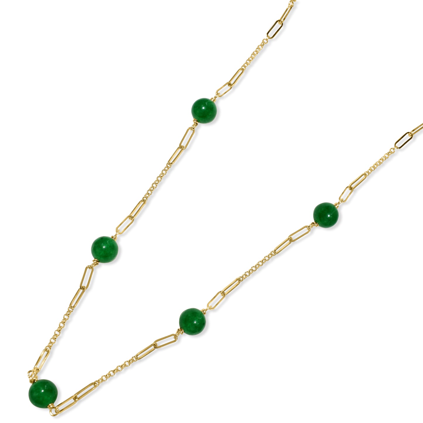 14k Green Jade 7 Station Necklace