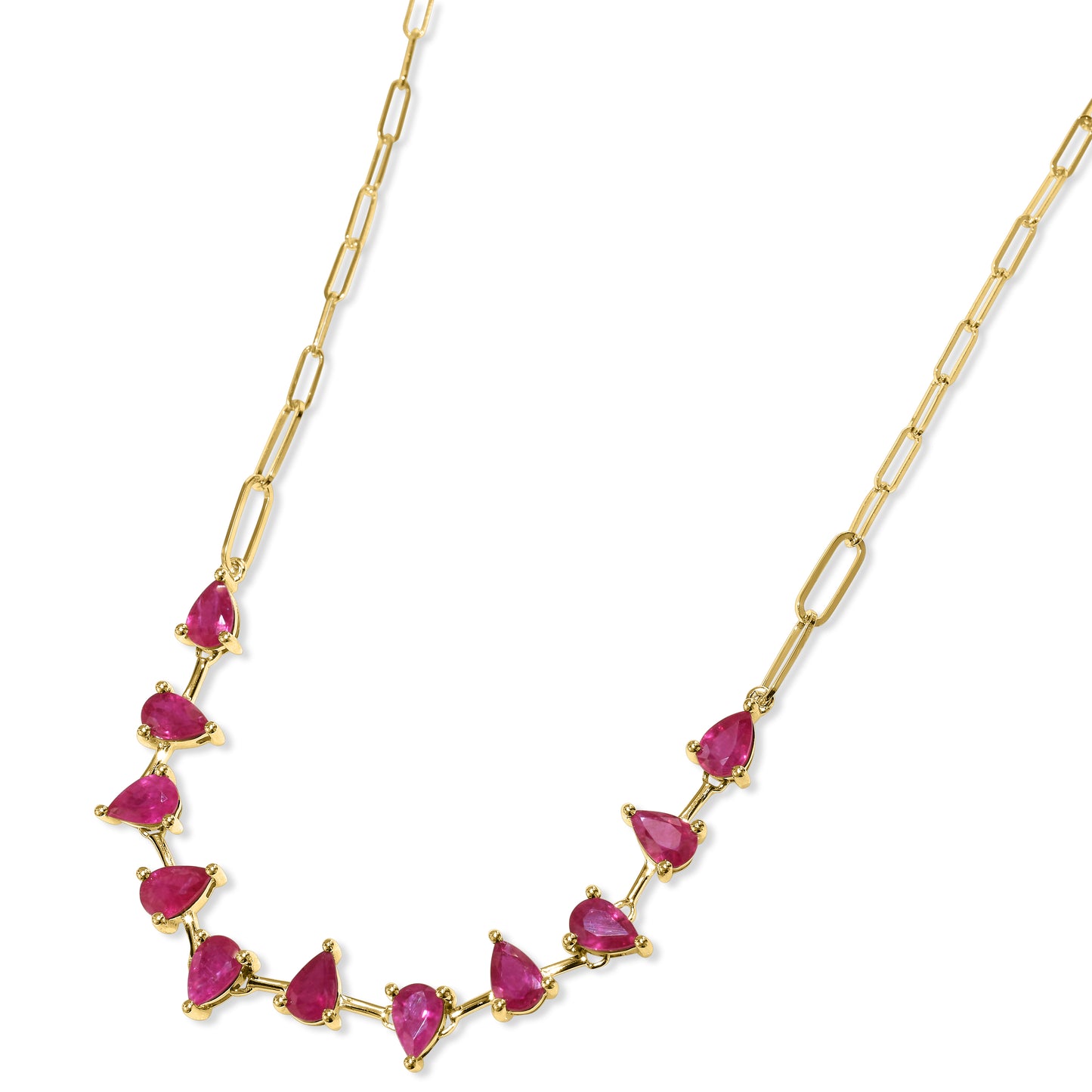 14k Ruby Pear Link Paperclip Necklace