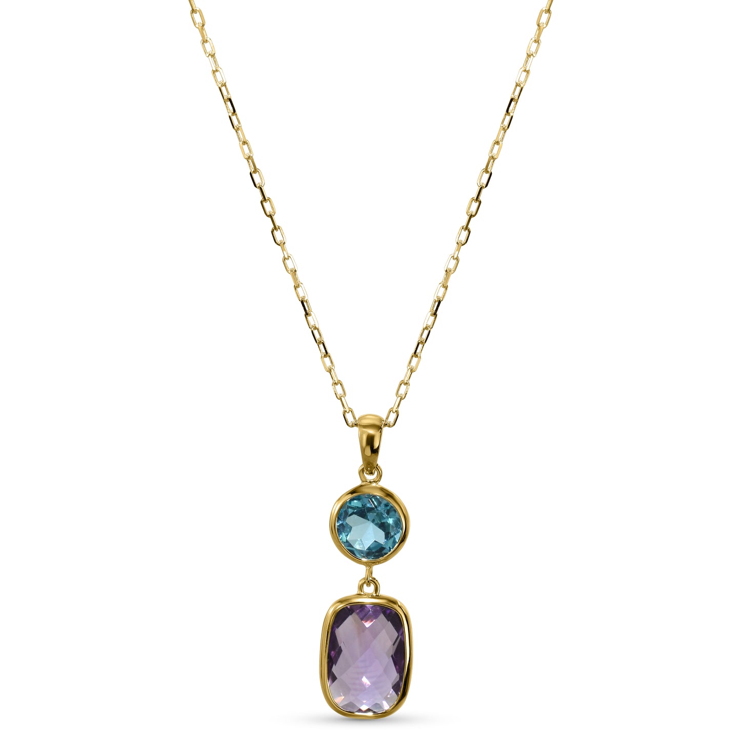 14k Swiss Blue Topaz Amethyst Necklace