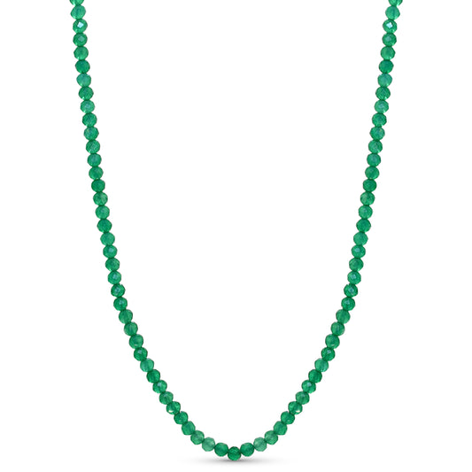 14k Green Onyx Faceted Round Bead Necklace