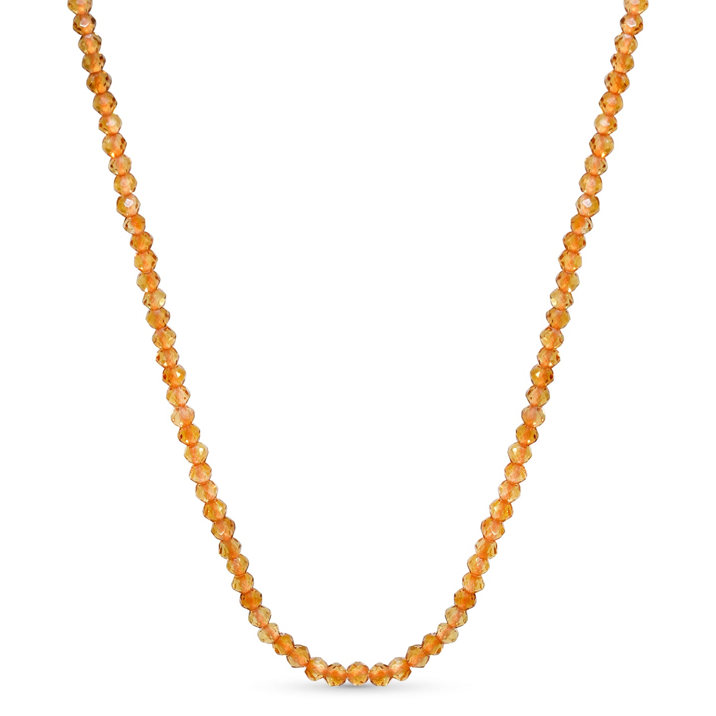 14k Citrine Faceted Round Bead Necklace