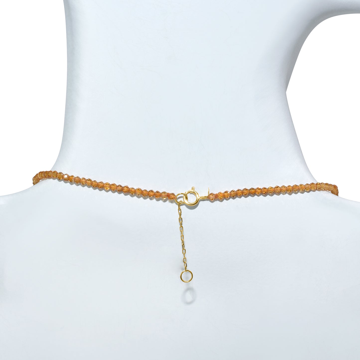 14k Citrine Faceted Round Bead Pendant Necklace