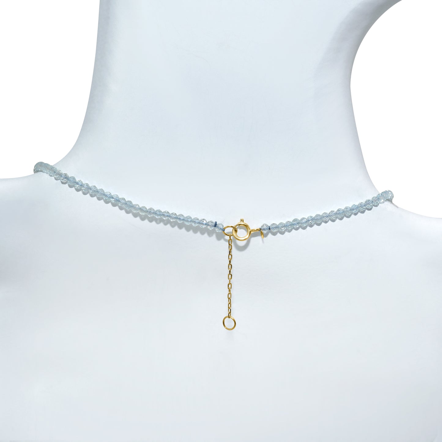 14k Blue Topaz Faceted Round Bead With Swiss Blue Topaz Pendant Necklace