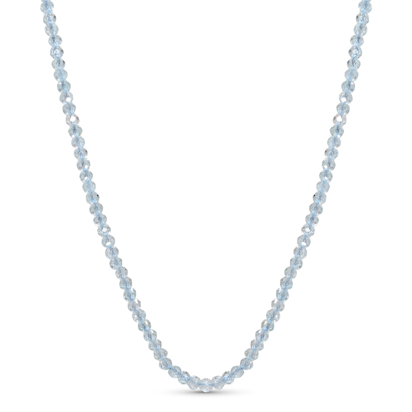 14k Blue Topaz Faceted Round Bead Necklace