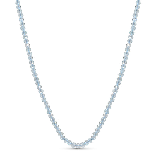 14k Blue Topaz Faceted Round Bead Necklace