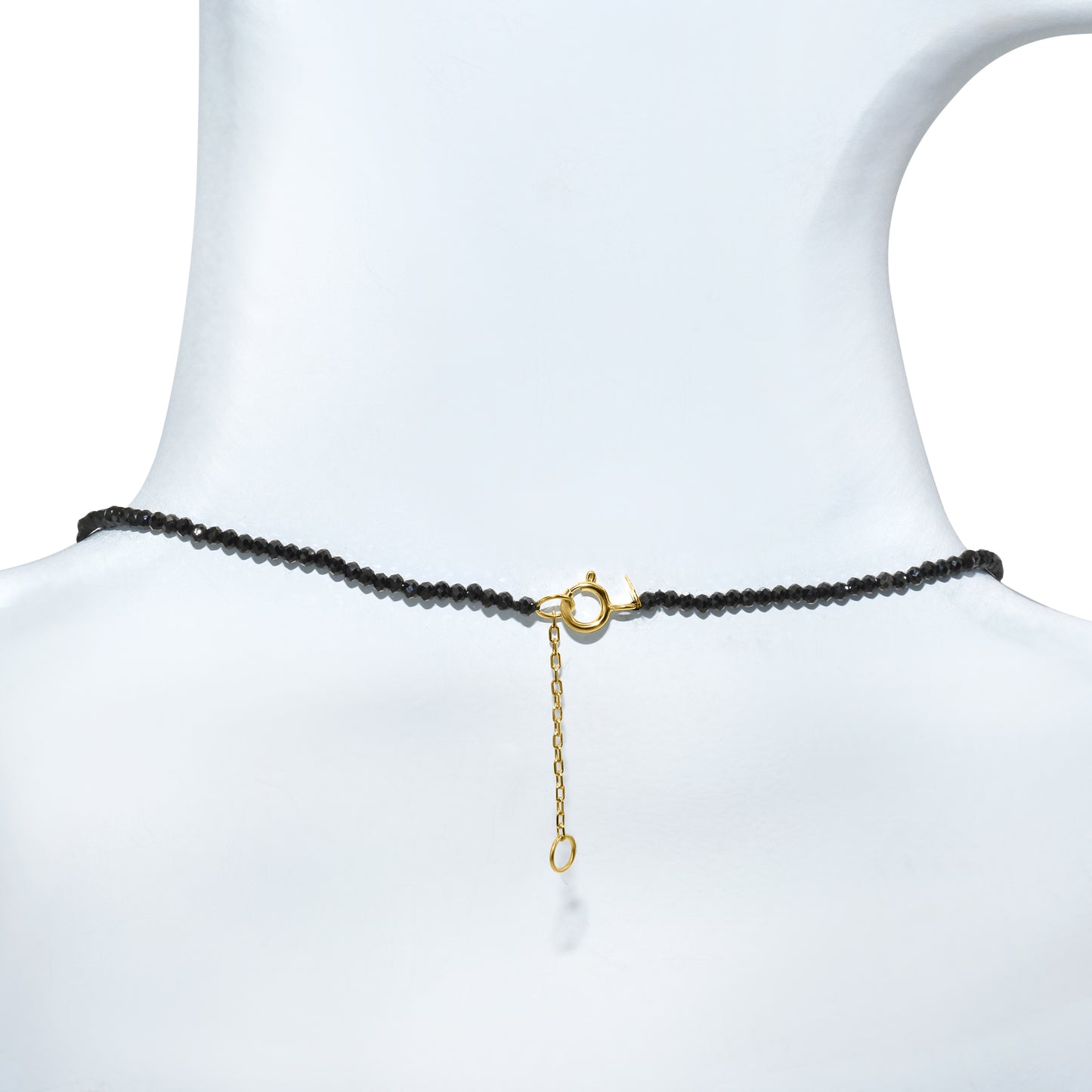 14k Black Spinel Faceted Round Bead with Pendant Necklace