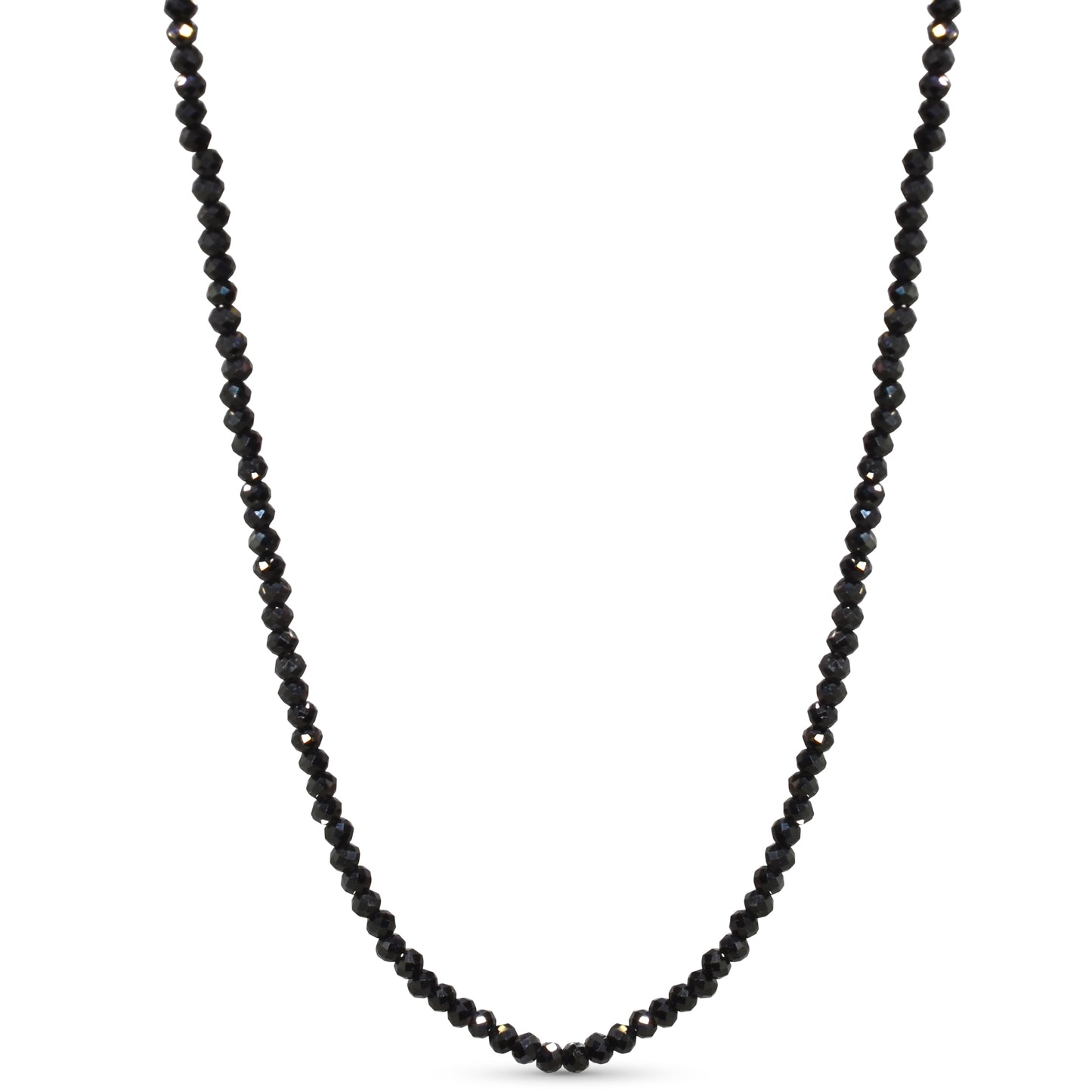 14k Black Spinel Faceted Round Bead Necklace