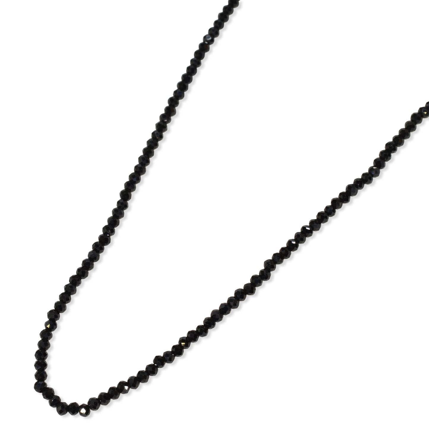 14k Black Spinel Faceted Round Bead Necklace