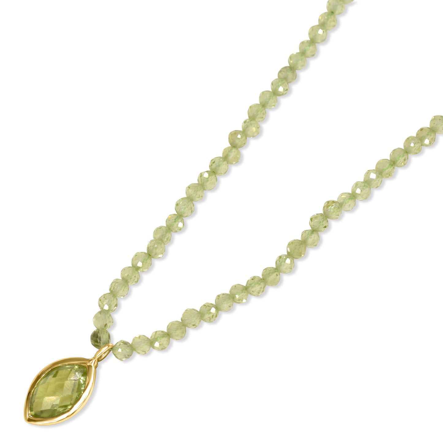 14k Peridot Faceted Round Bead with Pendant Necklace