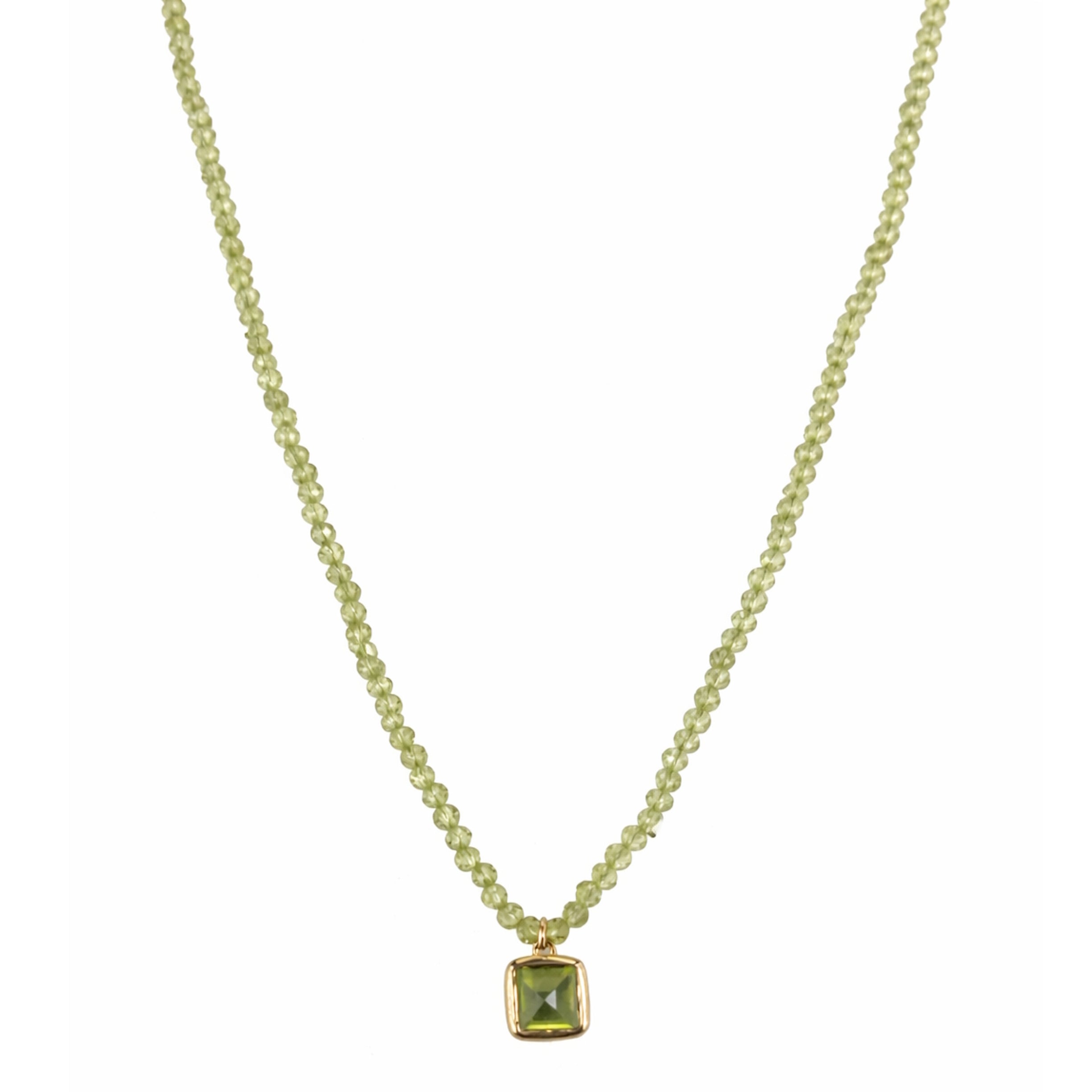 14k Gemstones Small Beads with Mix Pendant Necklace