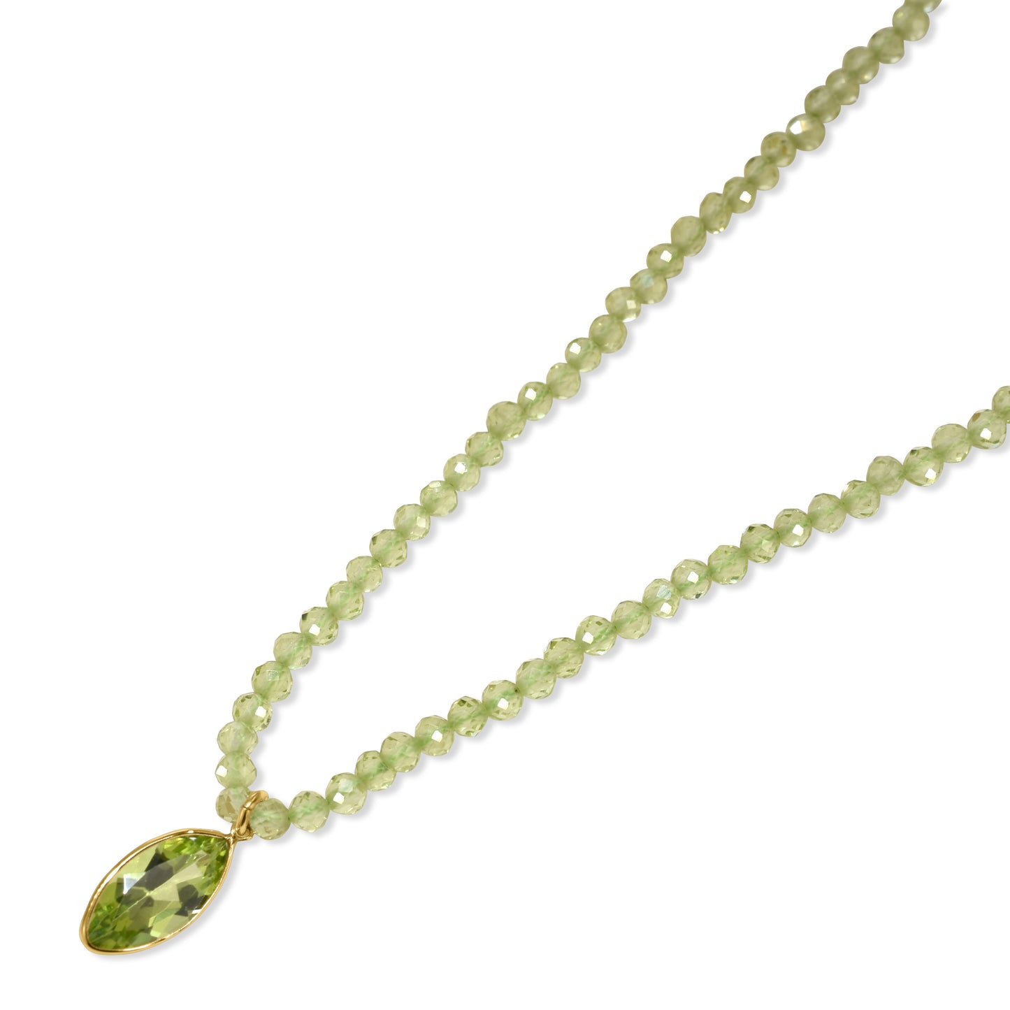 14k Peridot Faceted Round Bead with Pendant Necklace