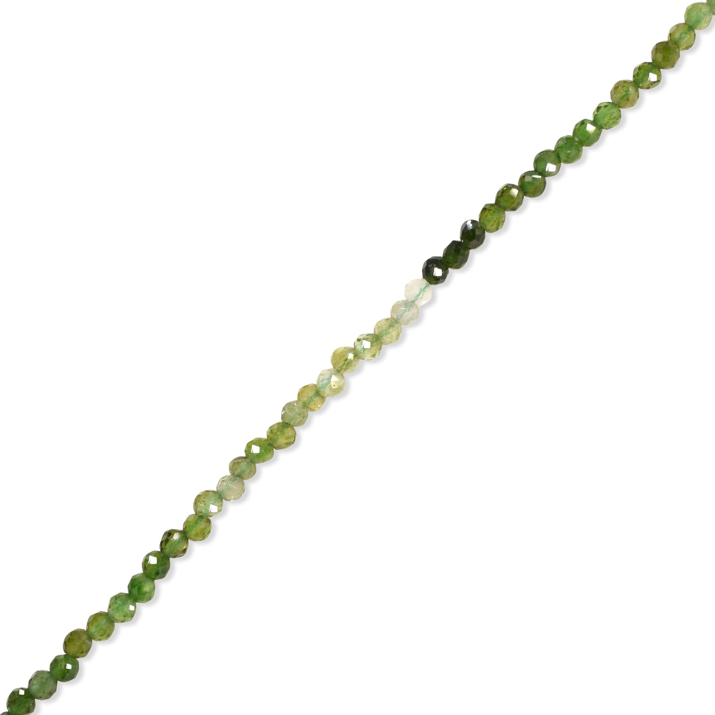 14k White Gold Green Tourmaline Faceted Round Bead with Pendant Necklace