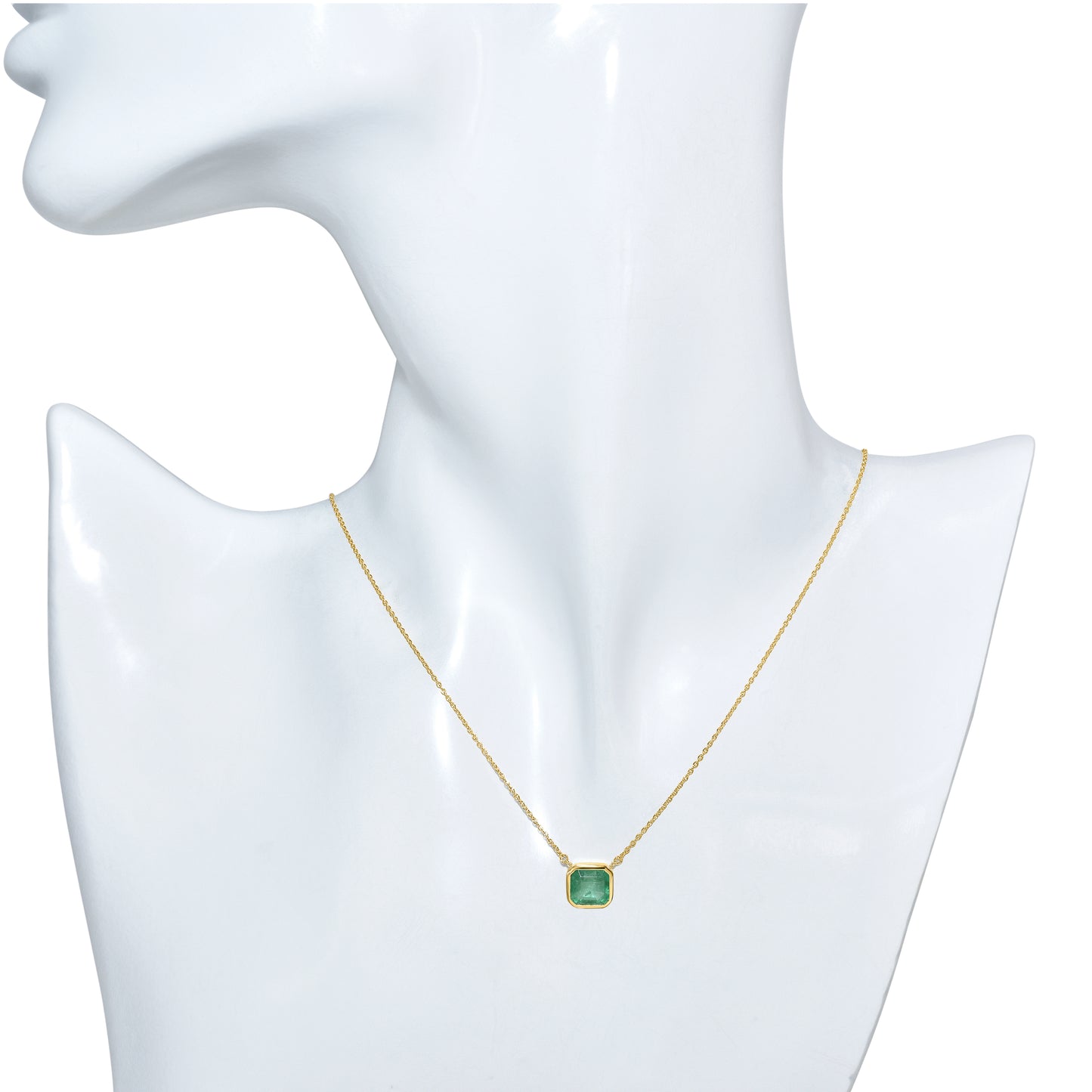 14k Square Emerald Necklace