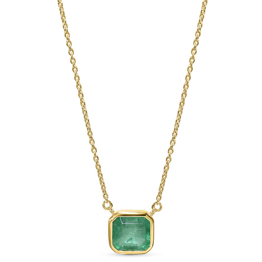 14k Square Emerald Necklace