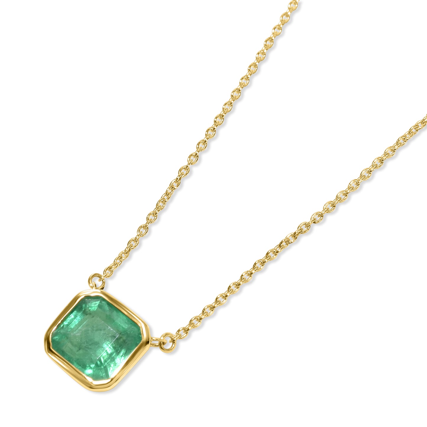 14k Square Emerald Necklace