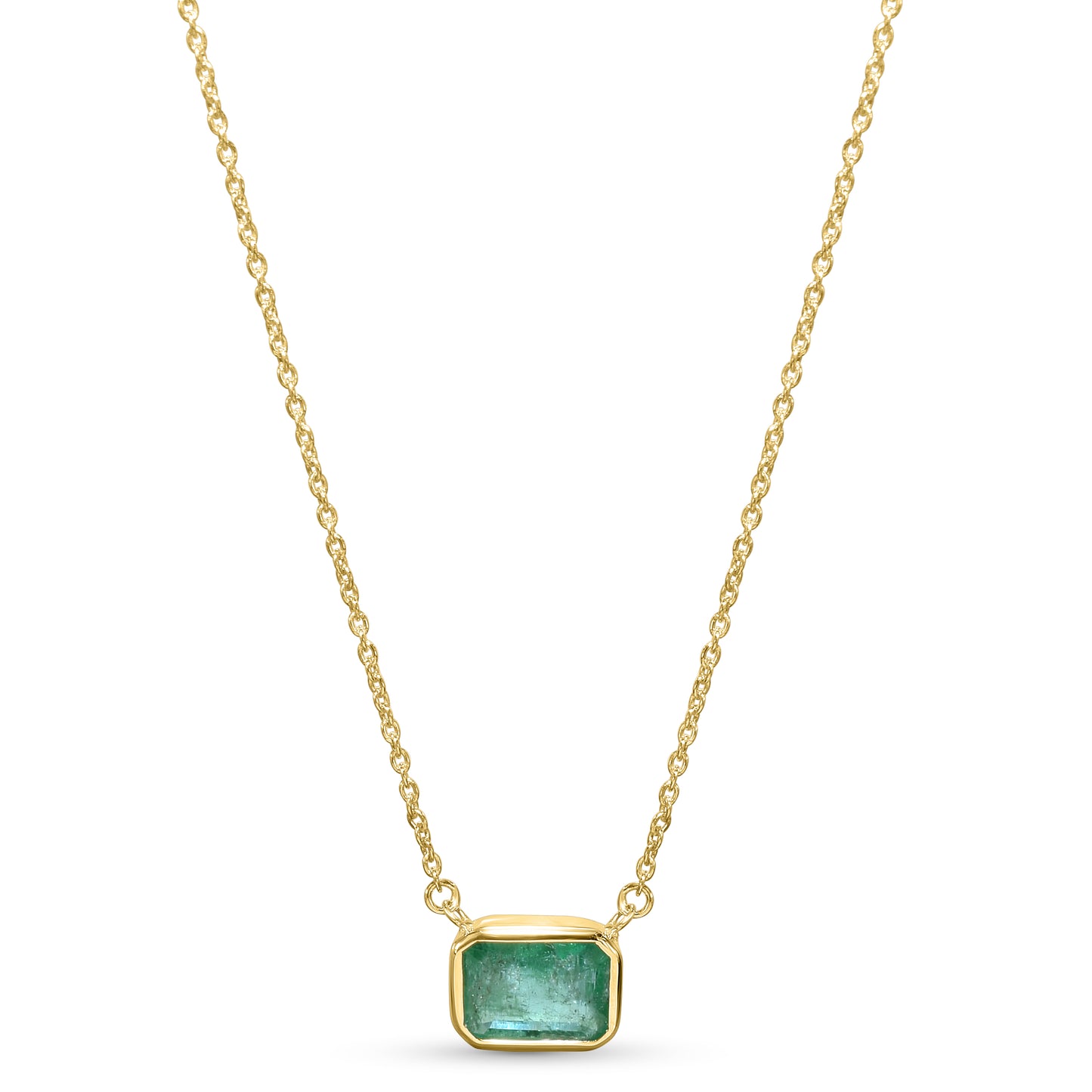 14k Rectangle Emerald Necklace