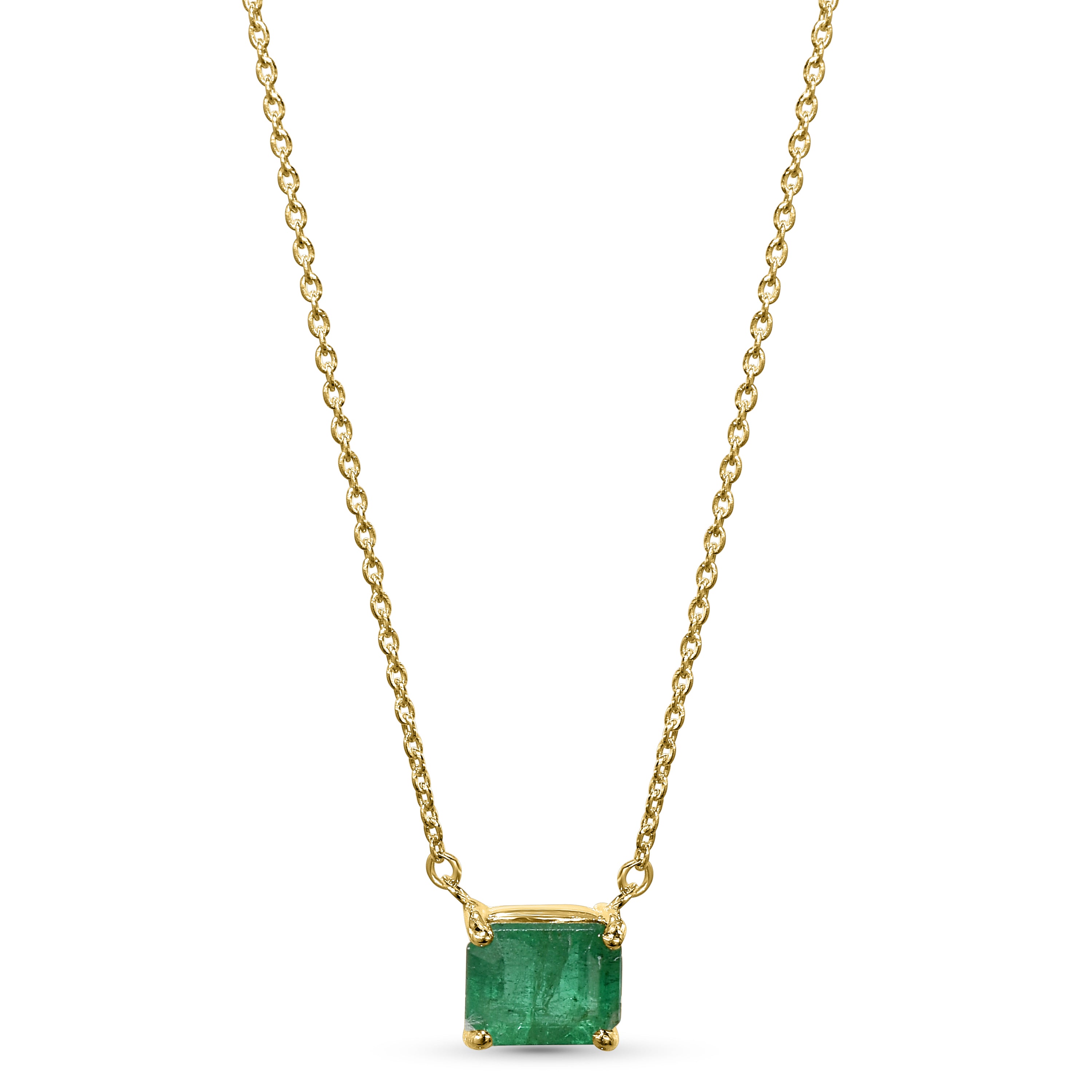 14k Square Emerald Necklace