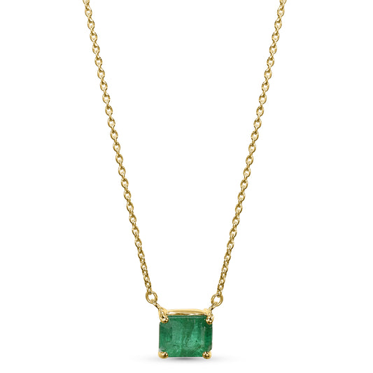 14k Square Emerald Necklace